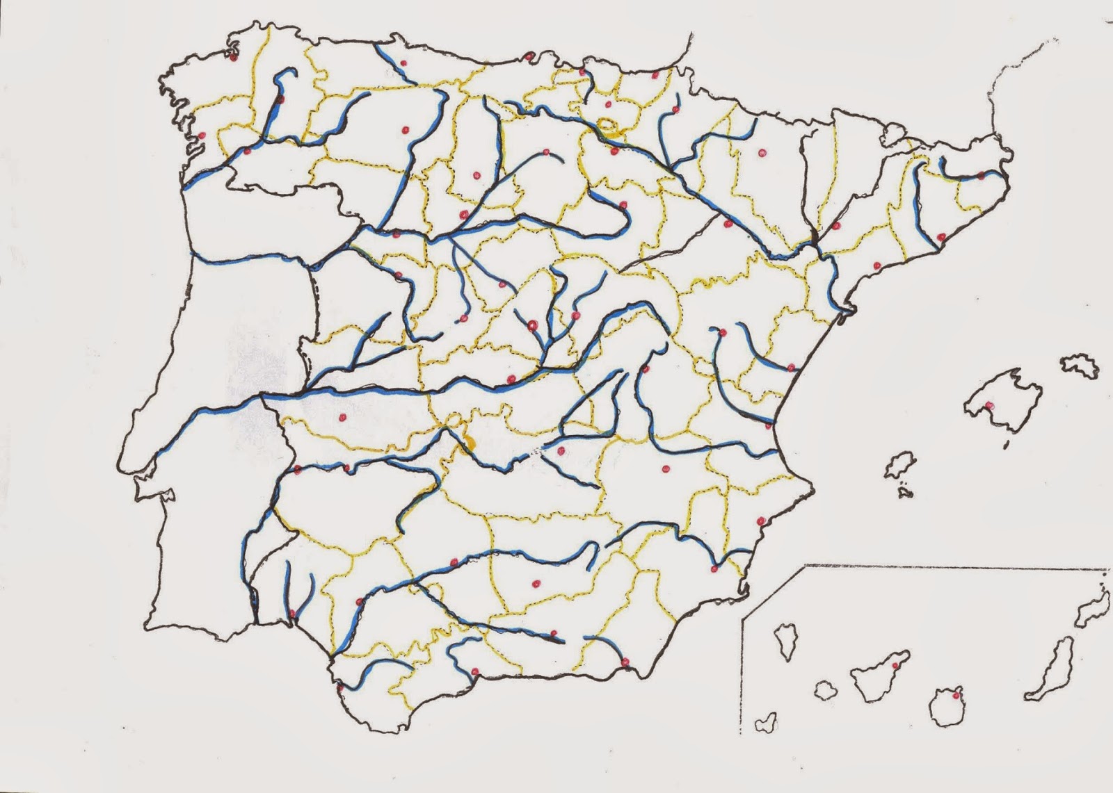 Mapa Rios España Y Afluentes Para Imprimir