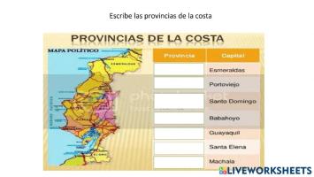 Ejercicio De Provincias De La Regi N Litoral O Costa Del Ecuador