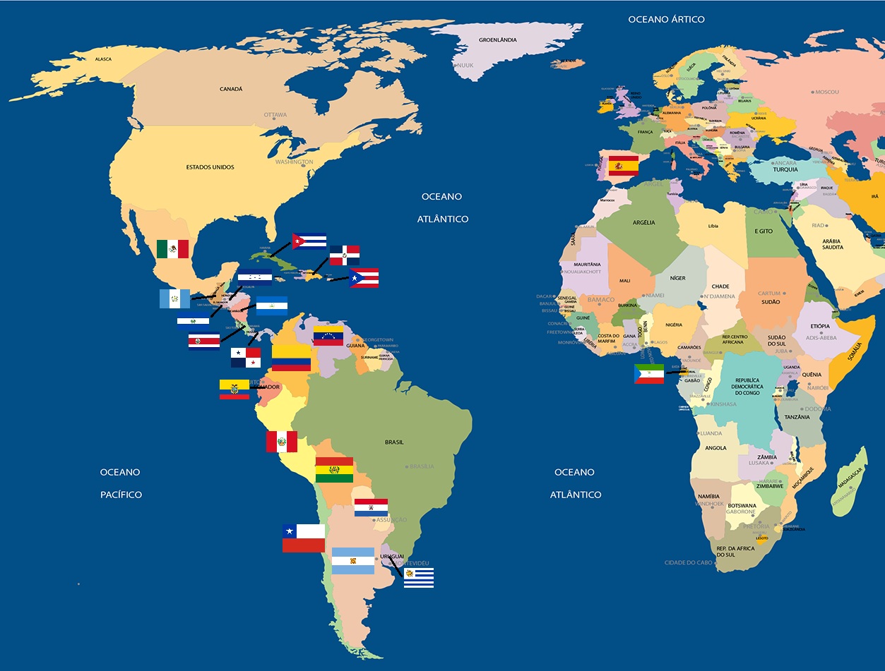 Juegos de Geografía | Juego de Países de habla hispana y sus banderas